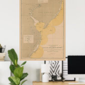 ヴィンテージライトハウスNJ、MD、デラウェアの地図 ポスター (ホームオフィス)