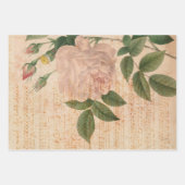 ヴィンテージライトピンクバラと音楽 ラッピングペーパーシート (正面)