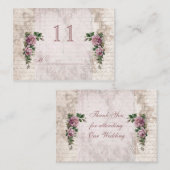 ヴィンテージライトピンクバラテーブル座席表 プレイスカード (正面/裏面)