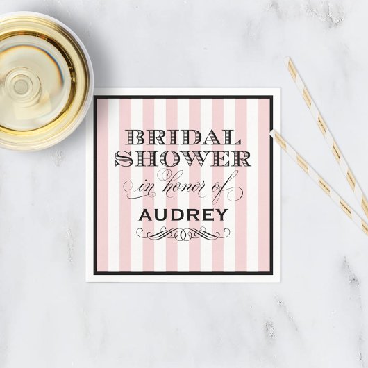 ヴィンテージライトピンクフランスのブライダルシャワー スタンダードカクテルナプキン