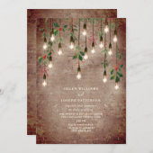 ヴィンテージライトブリッククリスマスウィンターウェディング 招待状 (正面/裏面)