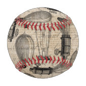 ヴィンテージライトブルブ 手書き レトロ好き 野球ボール (裏面)