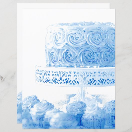 ヴィンテージライトブルーお誕生日ケーキスクラップブック作り法 (正面/裏面)