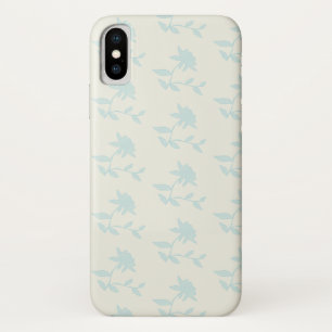 ヴィンテージライトブルーのフローラルパターン iPhone X ケース