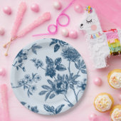 ヴィンテージライトブルーフローラトイルパターン ペーパープレート (パーティー)