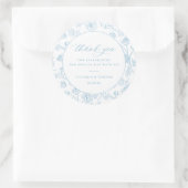 ヴィンテージライトブルーフローラ結婚ズありがとう ラウンドシール (バッグ)