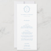ヴィンテージライトブルーモノグラムクレストフローラメニュー 招待状 (正面)