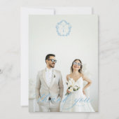ヴィンテージライトブルーモノグラム結婚クレストの写真 サンキューカード (正面)