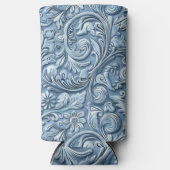 ヴィンテージライトブルー工具革 スリム缶クーラー (正面)