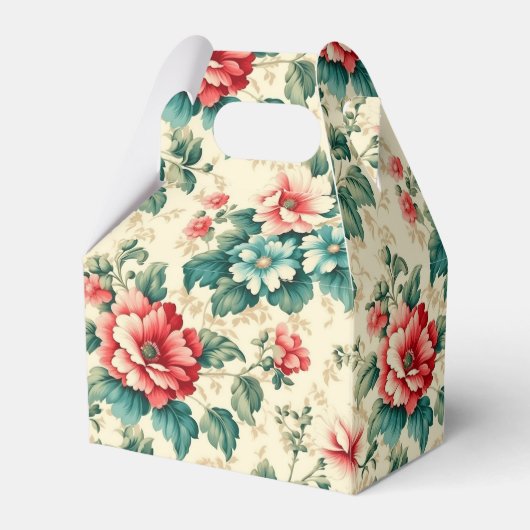 ヴィンテージライトブルー赤ビクトリアンフローラデザイン フェイバーボックス (裏面サイド)