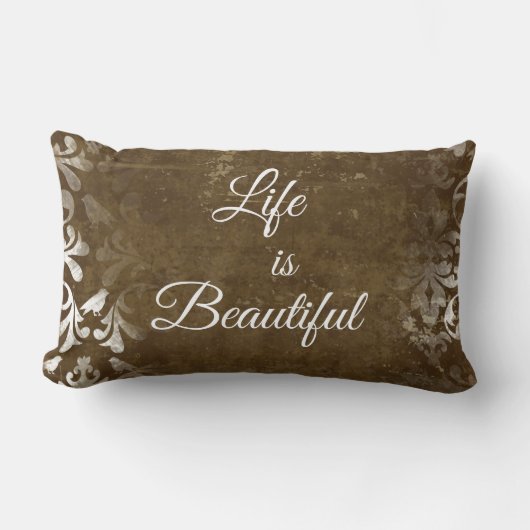 ヴィンテージライフは美しい引用文 ランバークッション (正面)