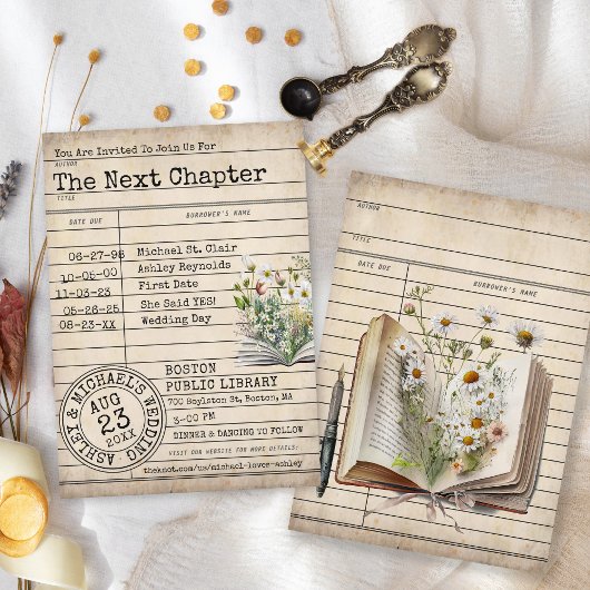 ヴィンテージライブラリのカードブック結婚式招待状 招待状