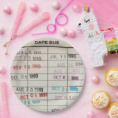 ヴィンテージライブラリの期限カード ペーパープレート (パーティー)