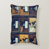 ヴィンテージライブラリカードカタログウッドキャビネット アクセントクッション (裏面(縦))