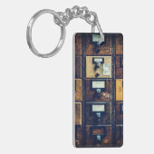 ヴィンテージライブラリカードカタログウッドキャビネット キーホルダー (正面左)