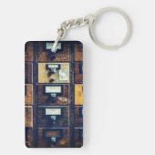 ヴィンテージライブラリカードカタログウッドキャビネット キーホルダー (裏面)