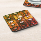 ヴィンテージライブラリカードカタログウッドキャビネット コースター (左側)