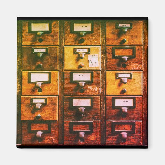 ヴィンテージライブラリカードカタログウッドキャビネット マグネット (正面)