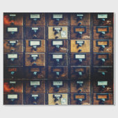 ヴィンテージライブラリカードカタログウッドキャビネット ラッピングペーパー (フラット)