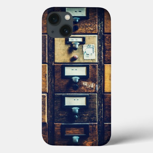 ヴィンテージライブラリカードカタログウッドキャビネット Case-Mate iPhoneケース (裏面)