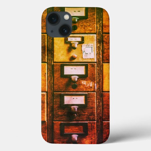 ヴィンテージライブラリカードカタログウッドキャビネット Case-Mate iPhoneケース (裏面)