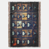 ヴィンテージライブラリカードカタログ木製キャビネット素朴 スローブランケット (正面縦)