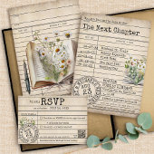 ヴィンテージライブラリカードブックウェディングSVPカード 出欠カード