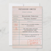 ヴィンテージライブラリカードブックラバーシックブライダルシャワー 招待状 (正面)