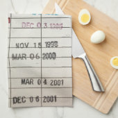 ヴィンテージライブラリ期日カード キッチンタオル (四つ折り)