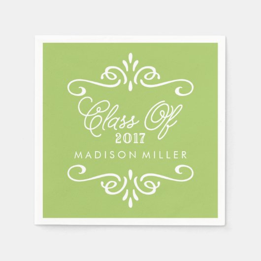 ヴィンテージライムグリーン | 卒業ナプキン スタンダードカクテルナプキン (正面)