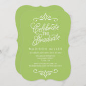 ヴィンテージライムグリーン | 卒業パーティー招待状 招待状 (正面/裏面)