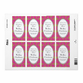 ヴィンテージライムホットパンクダマスク#2パールVワインボトル ラベル (フルシート)