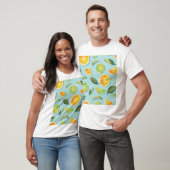 ヴィンテージライムレモンブルーパターン Tシャツ (ユニセックス)