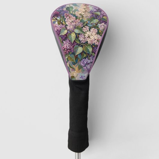 ヴィンテージライラックの花 ゴルフヘッドカバー (正面)