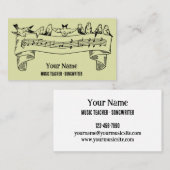 ヴィンテージラインアートバード音楽ノートカスタマイズ 名刺 (正面/裏面)