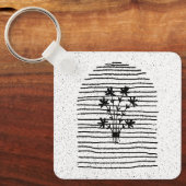 ヴィンテージラインアートフラワー キーホルダー (正面)