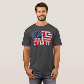 ヴィンテージラインマンとアメリカ国旗 Tシャツ (正面フル)