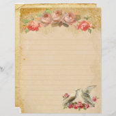 ヴィンテージライン紙バラと2つの鳩 (正面/裏面)