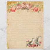 ヴィンテージライン紙バラと2つの鳩 (正面)