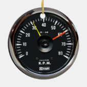 ヴィンテージラウンドアナログ自動タコメータオーナメント セラミックオーナメント (裏面)