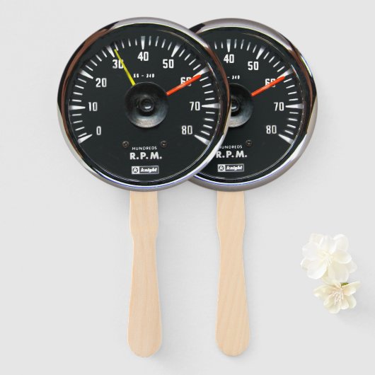 ヴィンテージラウンドアナログ自動タコメータ ハンドファン (正面&裏面)