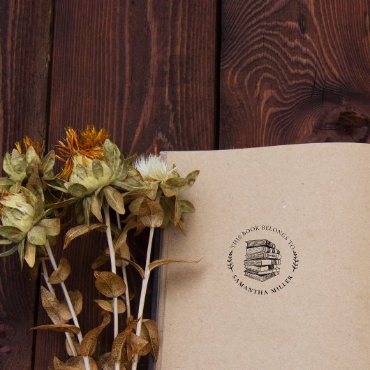 ヴィンテージラウンドハンド描画名前をカスタムする図書室 ラバースタンプ