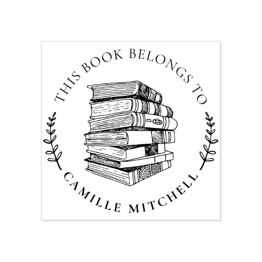 ヴィンテージラウンドハンド描画名前をカスタムする図書室 ラバースタンプ (インプリント)