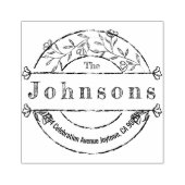 ヴィンテージラウンドフローラファミリ名差出人住所 ラバースタンプ (インプリント)