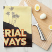 ヴィンテージラクダと飛行機エジプト旅行 キッチンタオル (四つ折り)