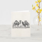 ヴィンテージラクダイラストレーション-レトロアンティークラクダ カード (黄色い花)