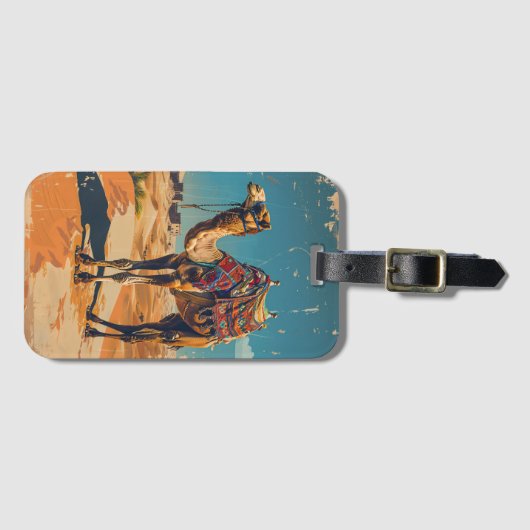 ヴィンテージラクダレトロデザートアートワーク ラゲッジタグ (正面横)