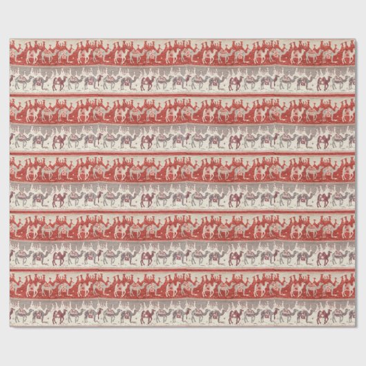 ヴィンテージラクダ列車プリントとラクダ模様 ラッピングペーパー (フラット)