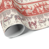 ヴィンテージラクダ列車プリントとラクダ模様 ラッピングペーパー (ロールコーナー)