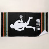 ヴィンテージラクロス パーソナライズされた ビーチタオル (正面)